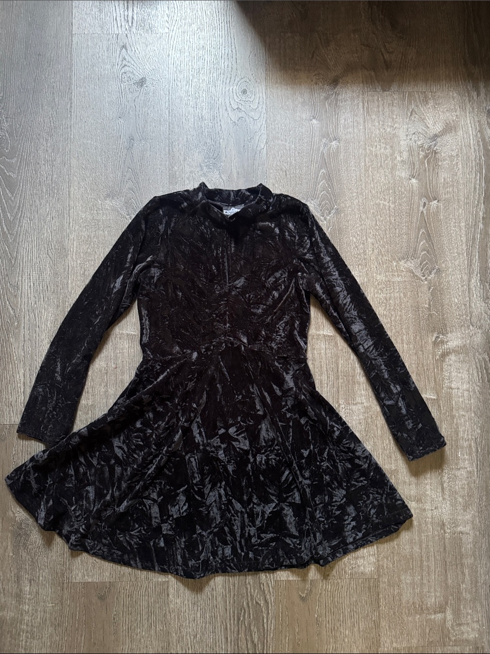 Angie Black Velvet Long-Sleeve Twirl Dress - Picture 1 of 3